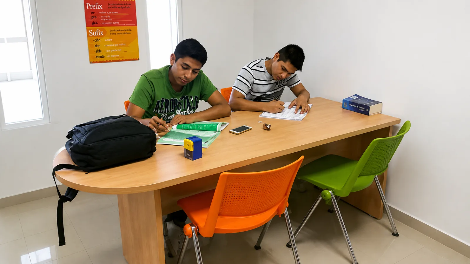 Alumnos en clase de inglés en Senderos